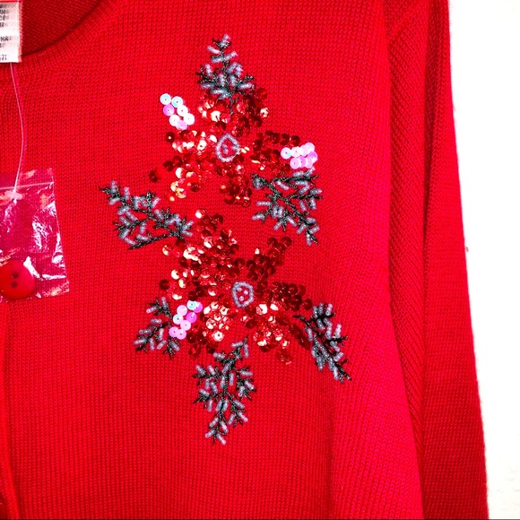 All American Comfort 2X Christmas Button Down Cardigan - Picture 3 of 9